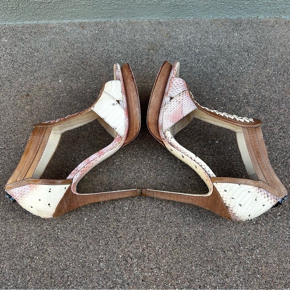 $695~ALEXANDRE BIRMAN~Snakeskin Python T-Strap Pe… - image 9